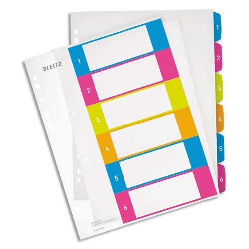 Intercalaires numriques Leitz WOW - en polypropylne - 6 touches - A4+