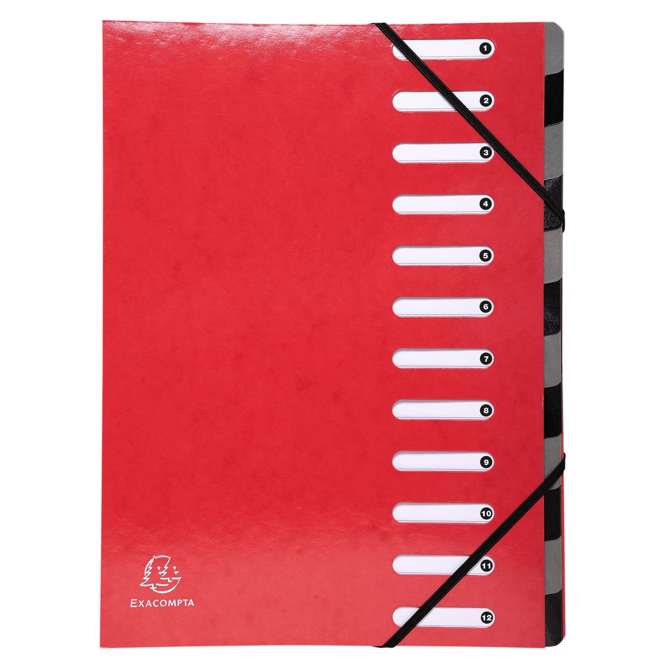Trieur Exacompta Harmonika Iderama 12 compartiments - dos extensible  soufflet - capacit de 600 feuilles A4 - rouge