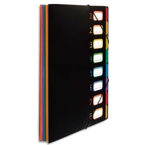 Trieur VIQUEL RAINBOW - 8 compartiments  soufflet - en polypro 5/10e - extrieur noir/intrieur multicolore