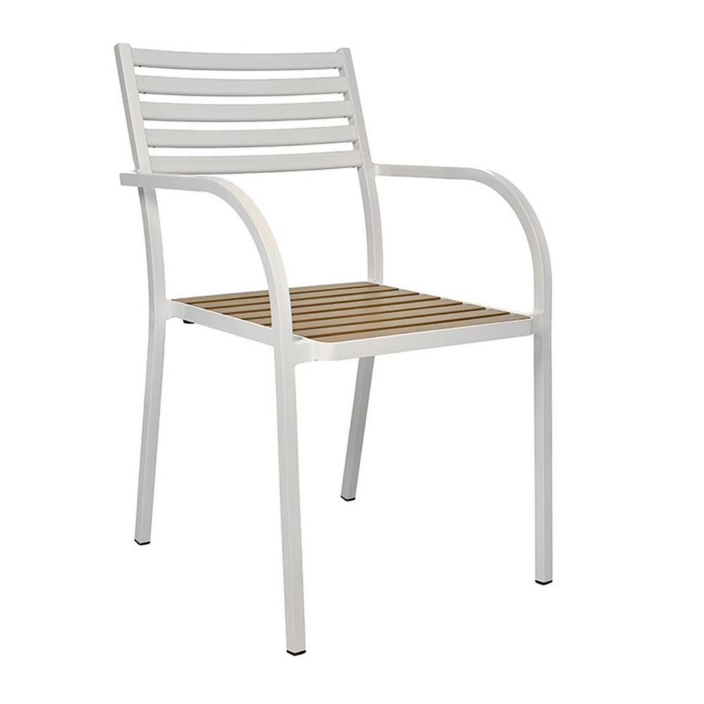 Chaise d'extrieur Gaa avec accoudoirs - Aluminium laqu - Blanc