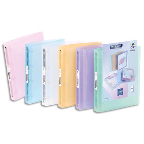 Classeur personnalisable VIQUEL PROPYSOFT - polypro7/10me - 4 anneaux - dos de 35 mm - coloris assortis