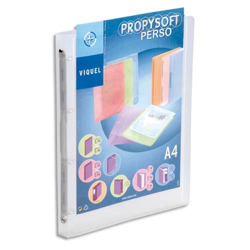 Classeur personnalisable VIQUEL PROPYSOFT - polypro7/10me - 4 anneaux - dos de 35 mm - incolore
