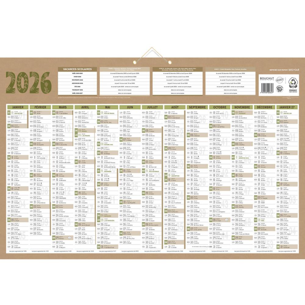 Calendrier mural annuel Bouchut Natura - 43 x 65 cm