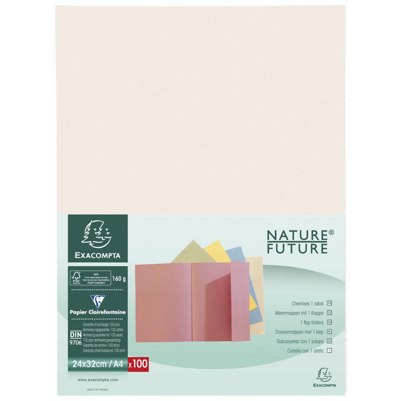 Chemise  rabat Future Jura 160 A4 - 200 feuilles - 240 x 320 mm - carton comprim - couleur crme - lot de 100 - paquet 100 units
