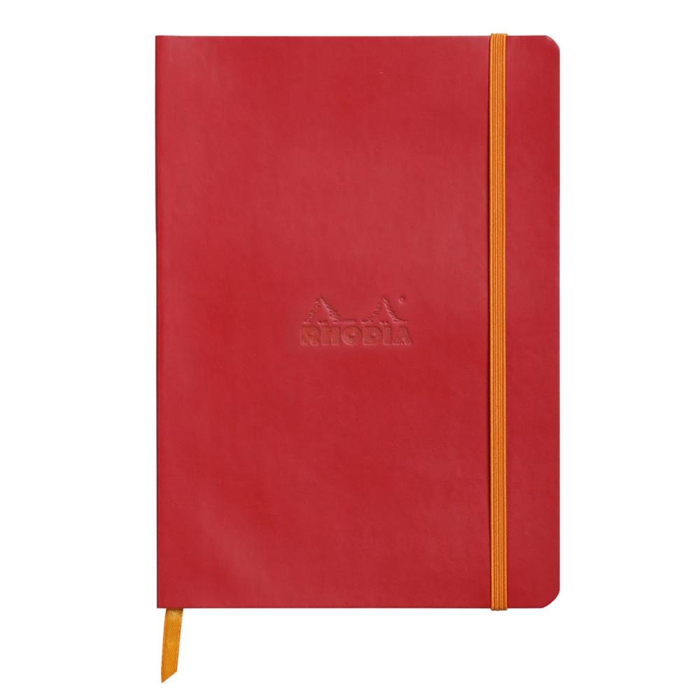 Carnet souple Rhodia Rhodiarama A5 14,8 x 21 cm - 90g - Petits carreaux 5 x 5 - Rouge coquelicot - 160 pages