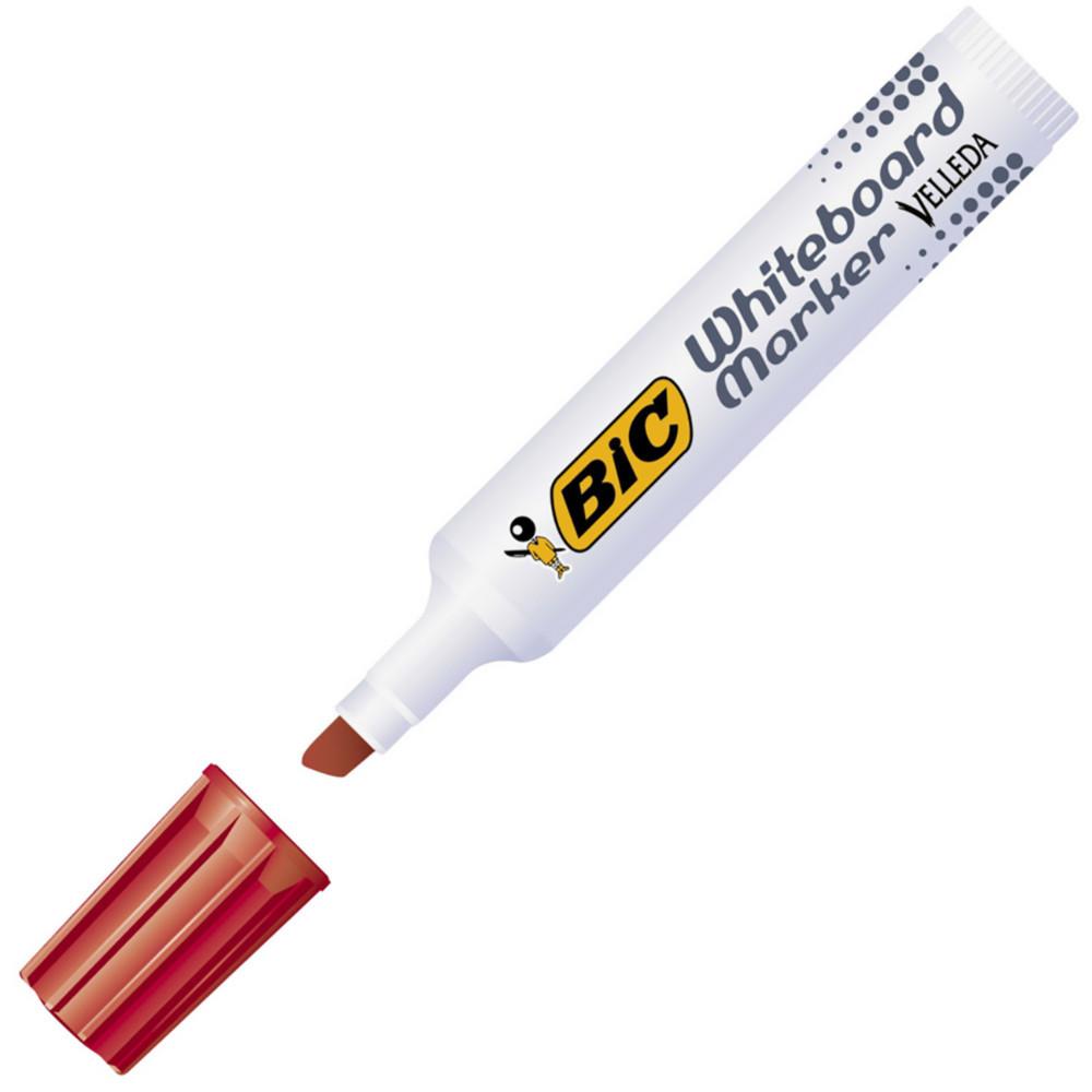 Marqueur effaable  sec Bic Velleda 1791 - pointe biseaute - rouge