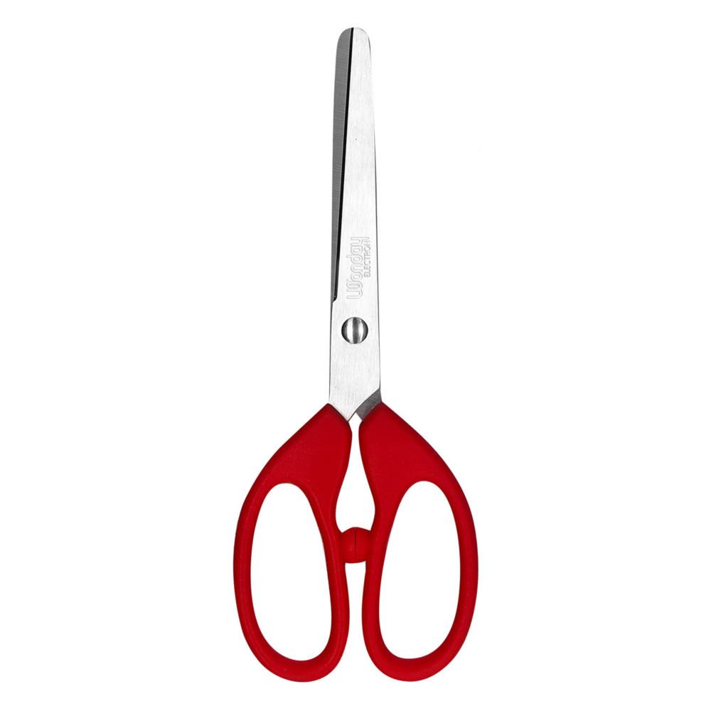 Ciseaux gaucher Wonday rouge - Lames en acier - Bouts ronds - Longeur 17 cm