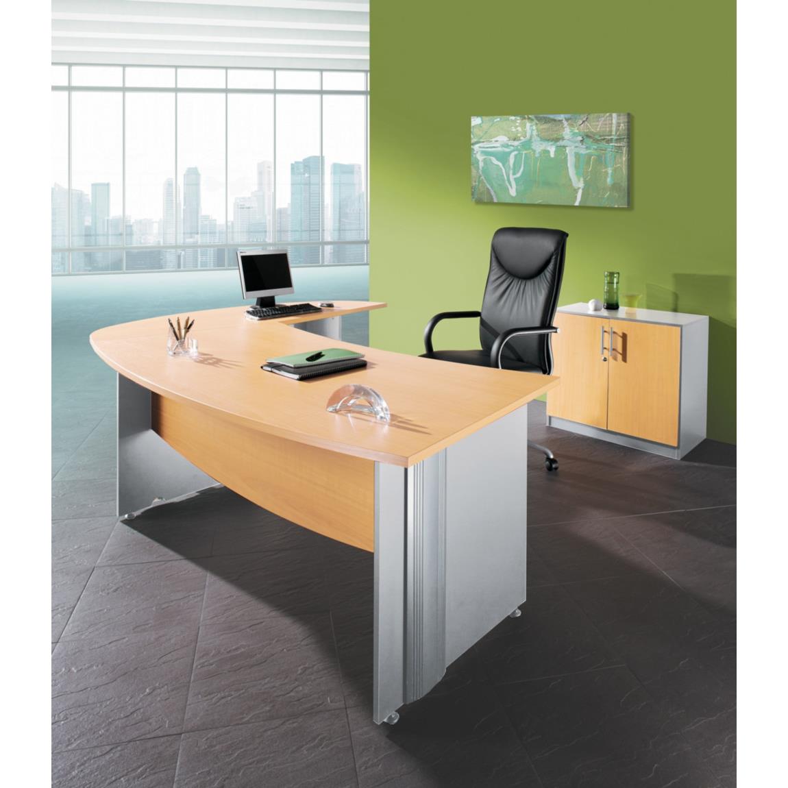 Ensemble de direction 1 bureau L 184 x P 101 cm +1 bureau retour L184 x P50 cm - Impact 2