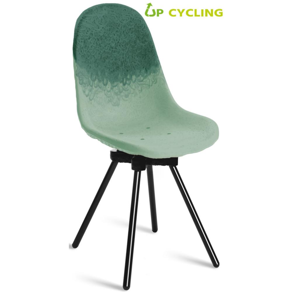 Chaise upcyle Ida coque plastique Rivire et Galet - 4 pieds mtal Noir