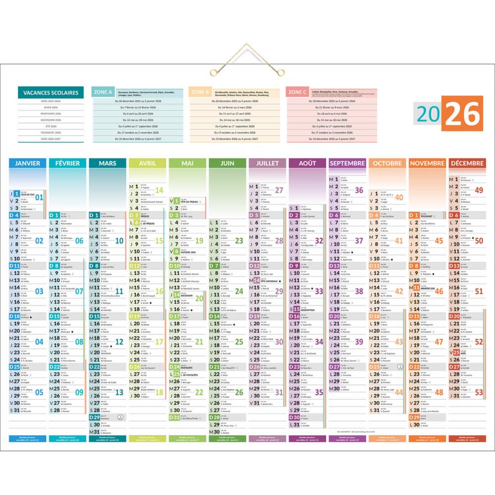 Calendrier bancaire Uni-Compact - 43 x 55 cm