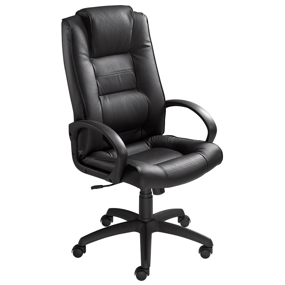 Fauteuil de direction Yvana - crote de cuir ventil avec accoudoirs - noir