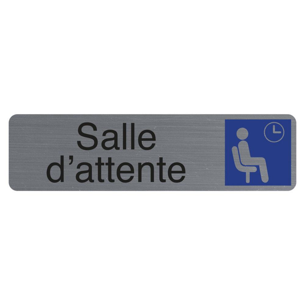 Plaque signaltique adhsive Exacompta Salle d'attente - Rectangle Gris / Bleu