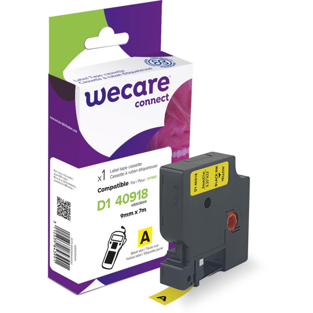 Ruban compatible Wecare D1 Dymo 40918 / S0720730 - 9 mm x 7 m - K80036W4 - Noir sur jaune