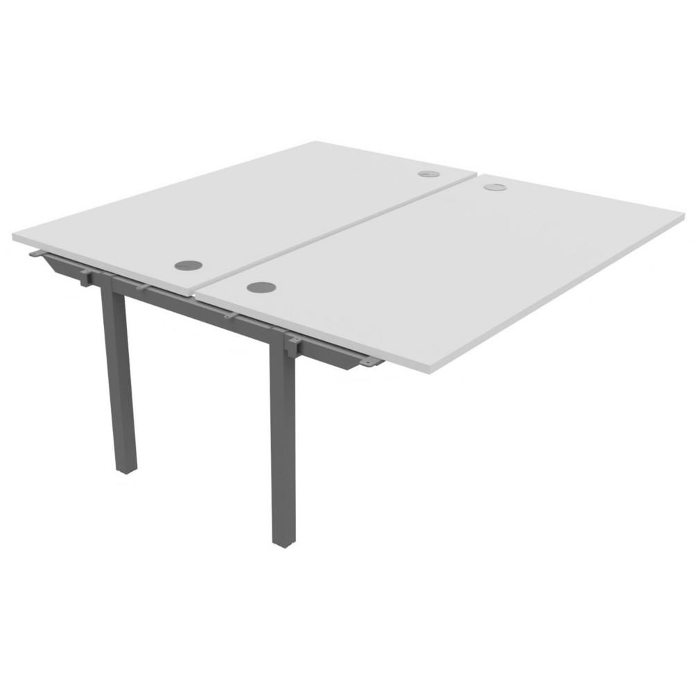 Bureau bench 2 postes Osmose suivant L160 x P163 cm Plateaux Blanc Pieds m�tal Aluminium
