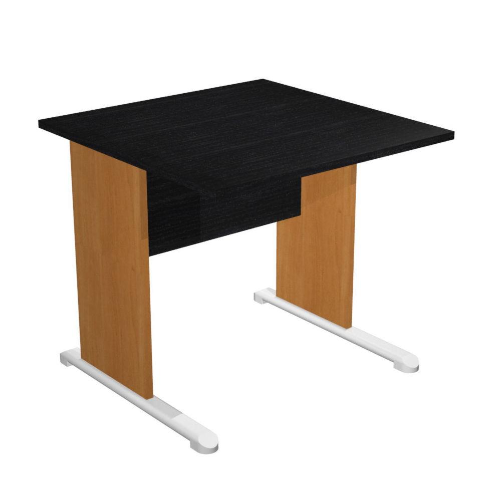 Bureau droit Pronto - L.80 x P.80 cm - plateau noir - pieds L aulne