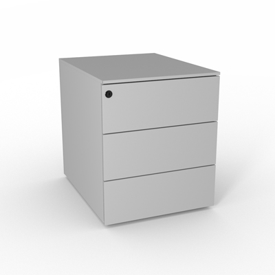 Caisson mtallique mobile 3 tiroirs - sans top - gris aluminium