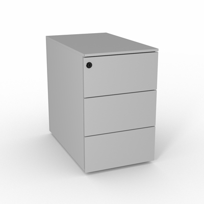 Caisson mtallique mobile faible encombrement 3 tiroirs - sans top - gris aluminium