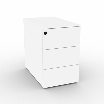 Caisson mtallique mobile faible encombrement 3 tiroirs - sans top -blanc