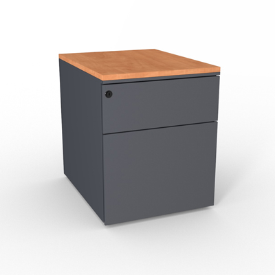 Caisson mtallique mobile 2 tiroirs - top pommier de France - gris anthracite