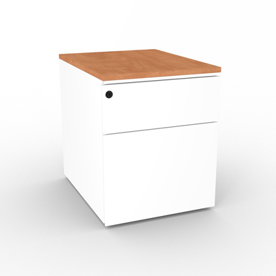Caisson mtallique mobile 2 tiroirs - top pommier de France - blanc