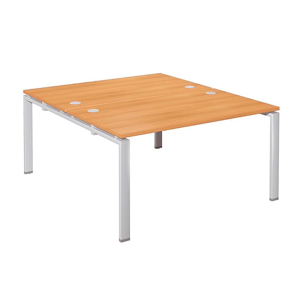 Ensemble 2 postes droits E-link - L 140 x P 163 cm - plateau ch�ne - 4 pieds aluminium