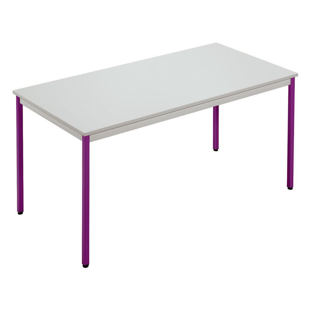 Table polyvalente droit - L 180 x P 80 cm - plateau gris - pieds prune