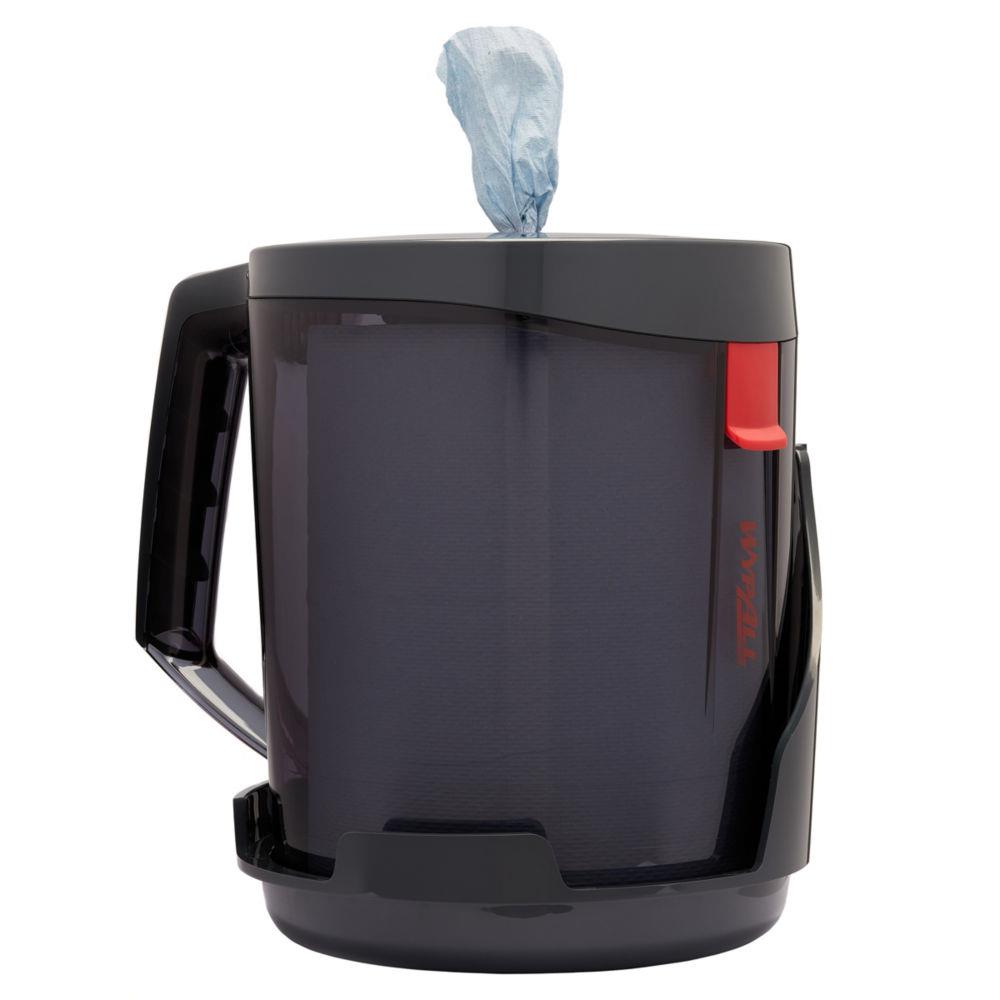 Distributeur portable de papier d'essuyage Reach Wypall -  dvidage central feuille  feuille - noir
