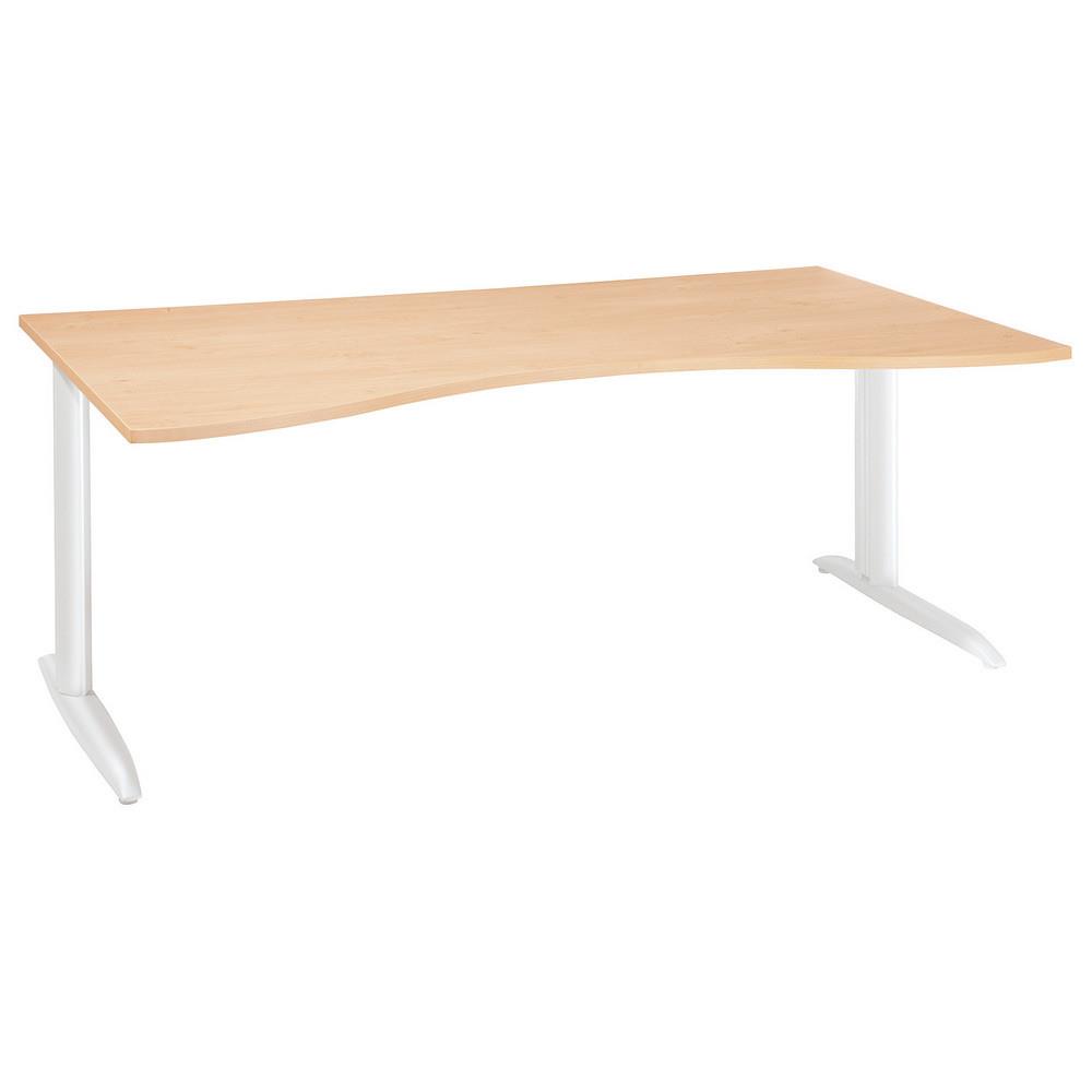 Bureau direction Tempo - L 180 x P 90 cm - plateau htre - pieds L blancs