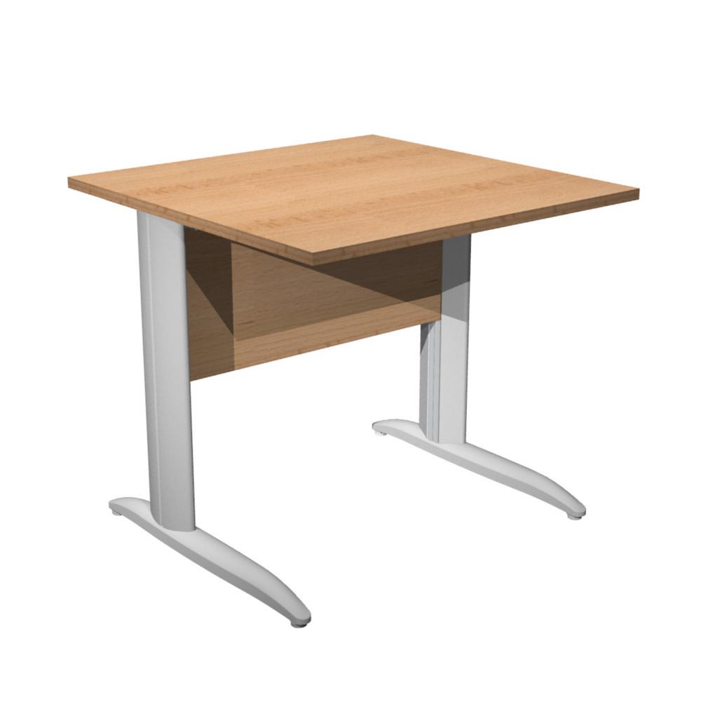 Bureau droit Pulse Mtal - L80 x P80 cm - Plateau Htre - Pieds mtal Aluminium