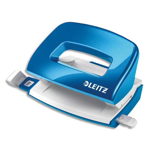 Mini perforateur 2 trous LEITZ WOW bleu - en mtal - capacit 10 feuilles
