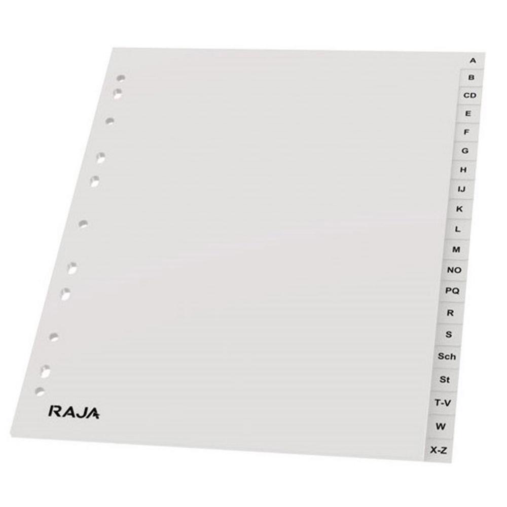 Intercalaires alphabtiques Raja - A4+ - en polypropylne gris - 20 divisions