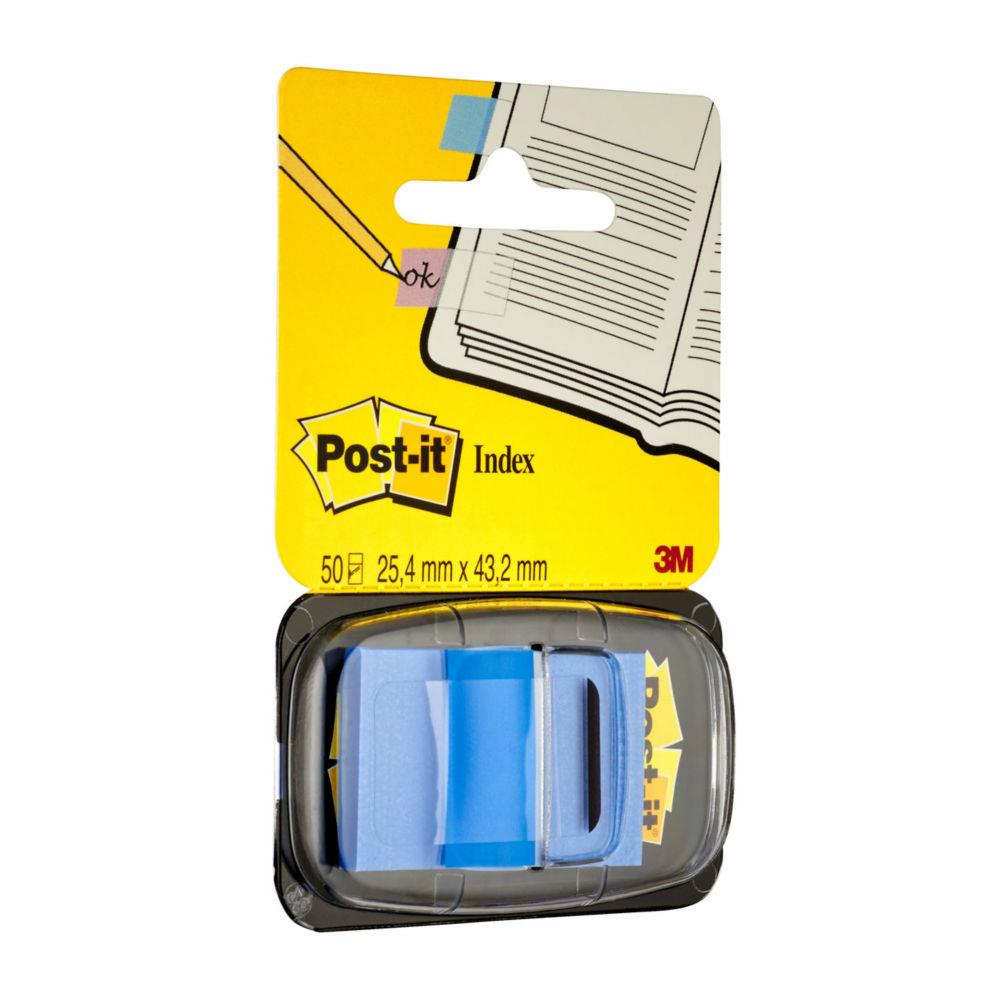 Carte de 50 Index Post-it repositionnables - 2.5 x 4,4 cm - bleu