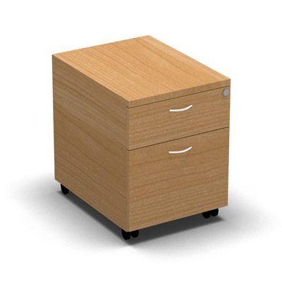 Caisson mobile multigamme - 2 tiroirs - dcor htre saumonn - poignes blanches