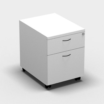 Caisson mobile multigamme - 2 tiroirs - dcor blanc neige - poignes noir