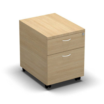 Caisson mobile multigamme - 2 tiroirs - dcor chne clair - poignes blanches
