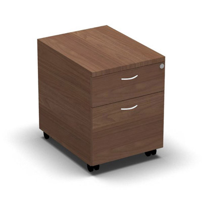 Caisson mobile multigamme - 2 tiroirs - dcor noyer ambr - poignes blanches