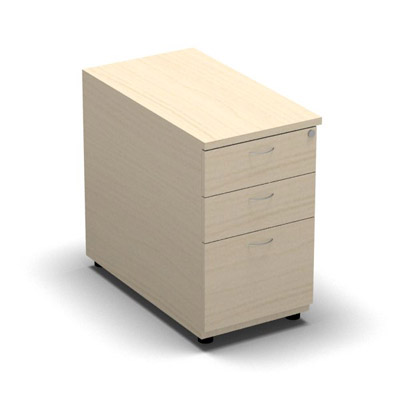 Caisson hauteur bureau mlamine 3 tiroirs L. 43,6 x P. 80 x H. 73,5 cm dcor rable blanc - poignes finition gris aluminium