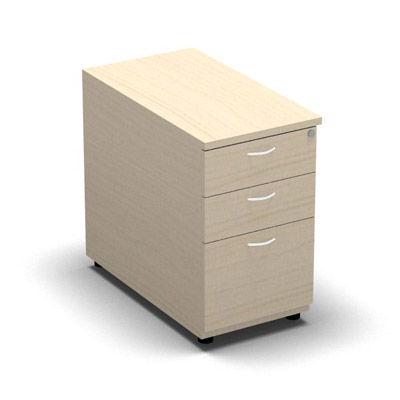 Caisson hauteur bureau m�lamine 3 tiroirs L. 43,6 x P. 80 x H. 73,5 cm d�cor �rable blanc - poign�es finition blanc