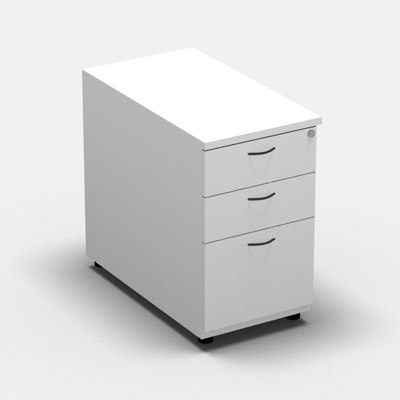 Caisson hauteur bureau m�lamine 3 tiroirs L. 43,6 x P. 80 x H. 73,5 cm d�cor blanc neige - poign�es finition gris anthracite