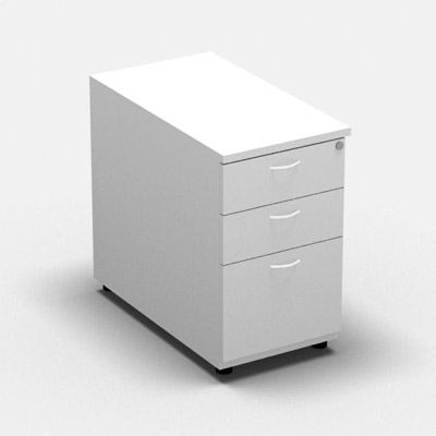 Caisson hauteur bureau m�lamine 3 tiroirs L. 43,6 x P. 80 x H. 73,5 cm d�cor blanc neige - poign�es finition blanc