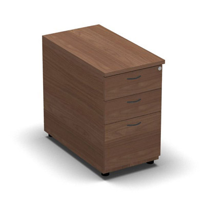 Caisson hauteur bureau m�lamine 3 tiroirs L. 43,6 x P. 80 x H. 73,5 cm d�cor noyer ambr� - poign�es finition gris anthracite
