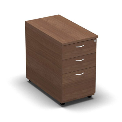 Caisson hauteur bureau m�lamine 3 tiroirs L. 43,6 x P. 80 x H. 73,5 cm d�cor noyer ambr� - poign�es finition blanc