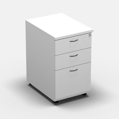 Caisson hauteur bureau mlamine 3 tiroirs L. 43,6 x P. 60 x H. 73,5 cm dcor blanc neige - poignes finition gris anthracite