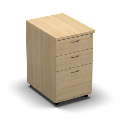 Caisson hauteur bureau mlamine 3 tiroirs L. 43,6 x P. 60 x H. 73,5 cm dcor chne clair - poignes finition gris anthracite