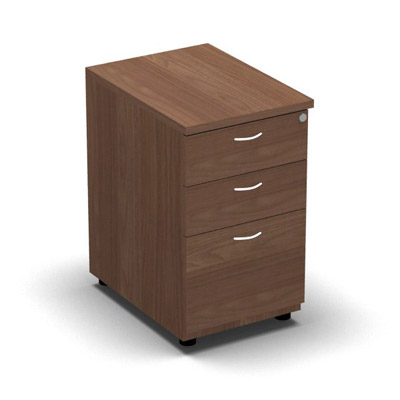 Caisson hauteur bureau mlamine 3 tiroirs L. 43,6 x P. 60 x H. 73,5 cm dcor noyer ambr - poignes finition blanc