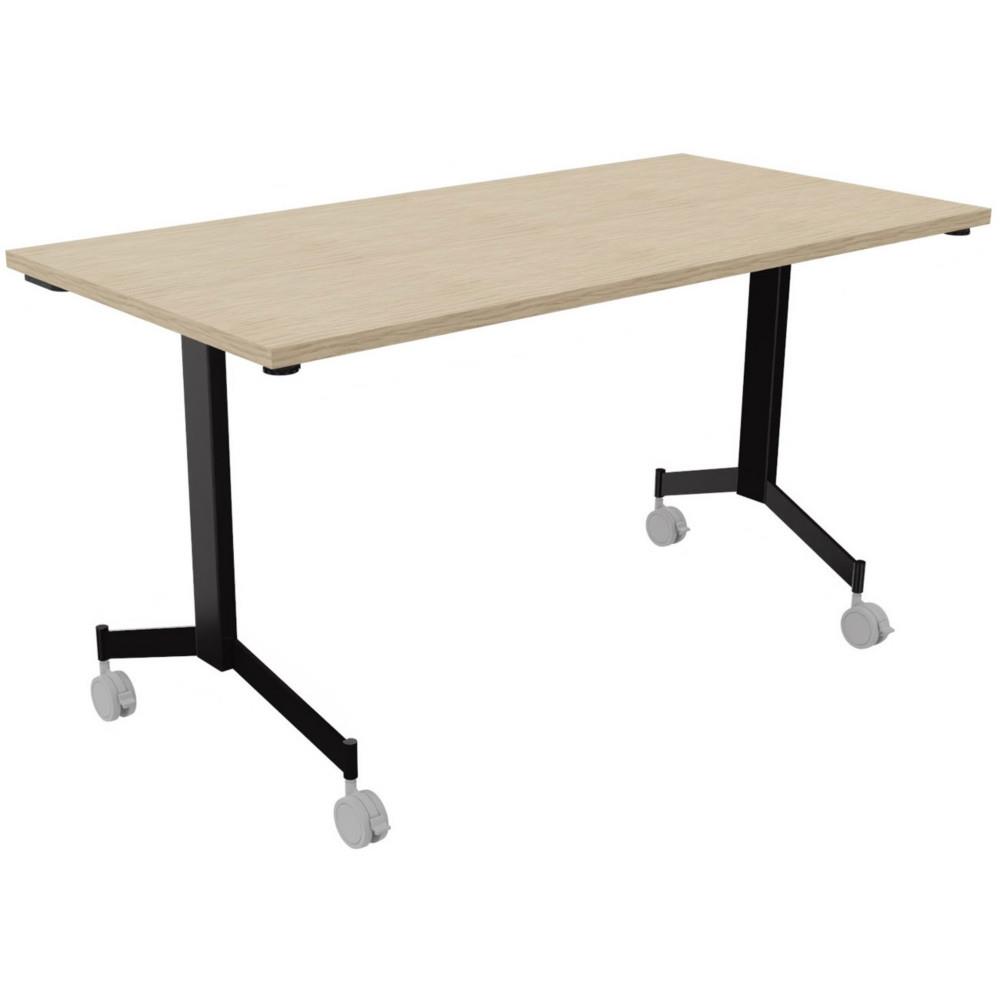 Table basculante � roulettes Jade 140x70 cm Ch�ne - pieds m�tal Noir