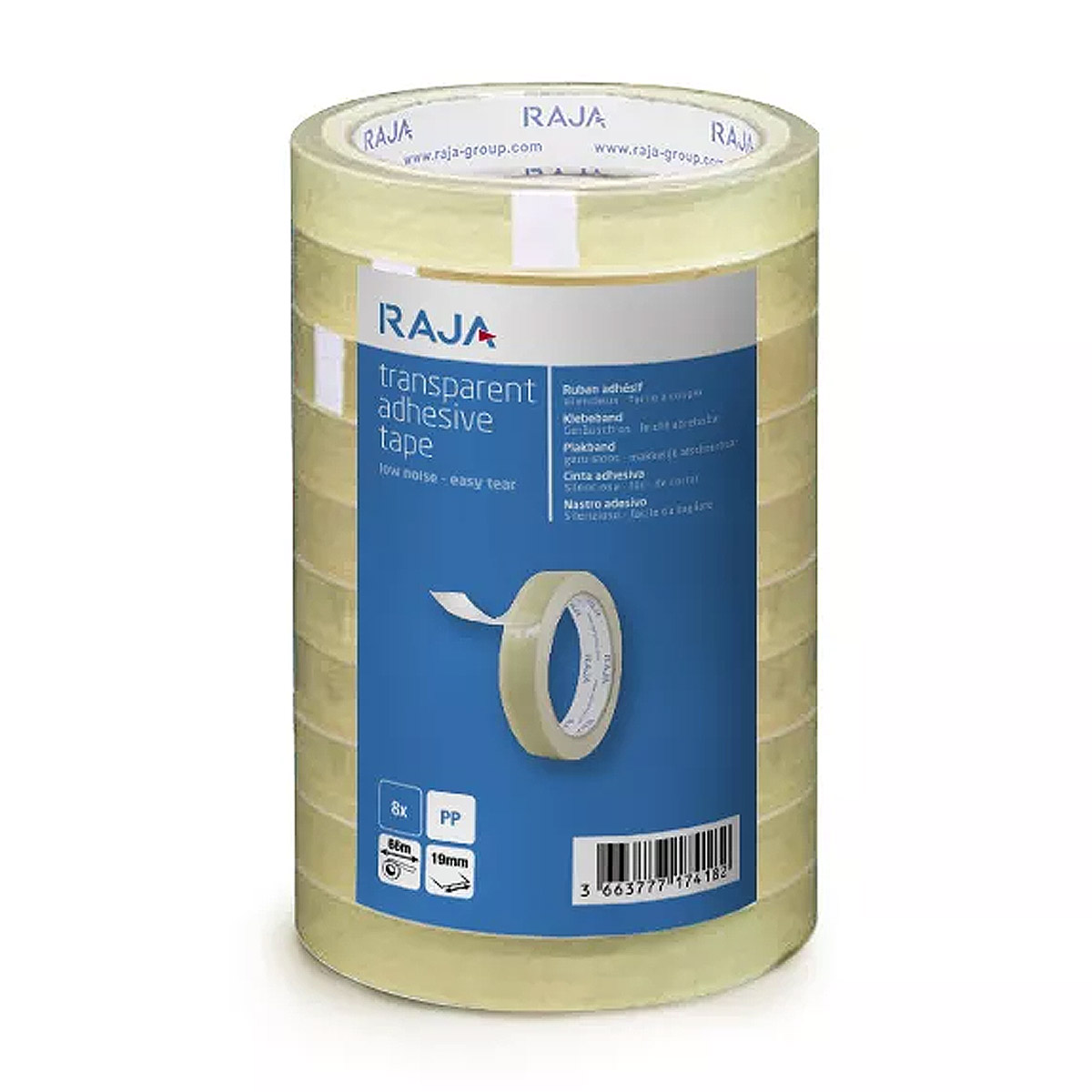 Ruban adhsif transparent largeur 19 mm x longueur 66 m - lot de 8