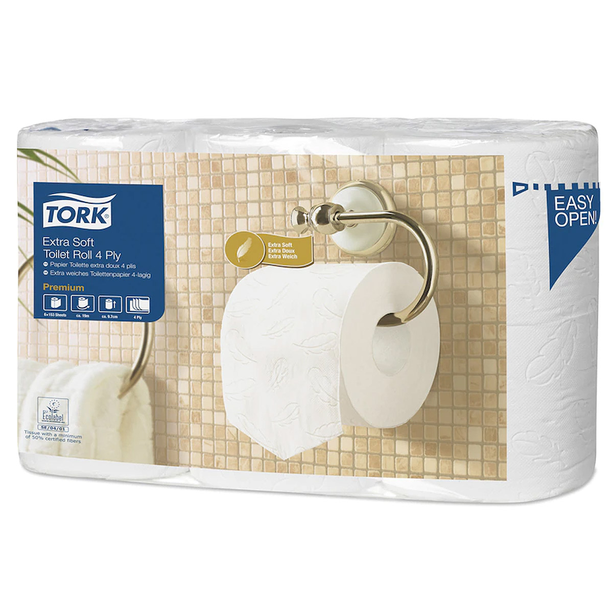 Papier toilette quadruple paisseur Tork Premium Extra Soft T4 gaufr  - 110405 - 153 feuilles - 6 rouleaux