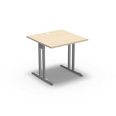 Table de bureau rectangulaire IdoL L. 80 x P. 80 cm dcor rable blanc sur pieds I fixes centrs - traverse finition gris aluminium sans carter