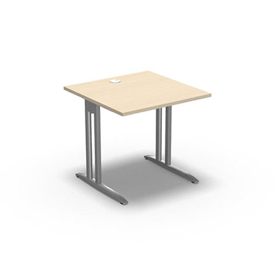 Table de bureau rectangulaire IdoL L. 80 x P. 80 cm dcor rable blanc sur pieds L fixes dcentrs - traverse finition gris aluminium sans carter